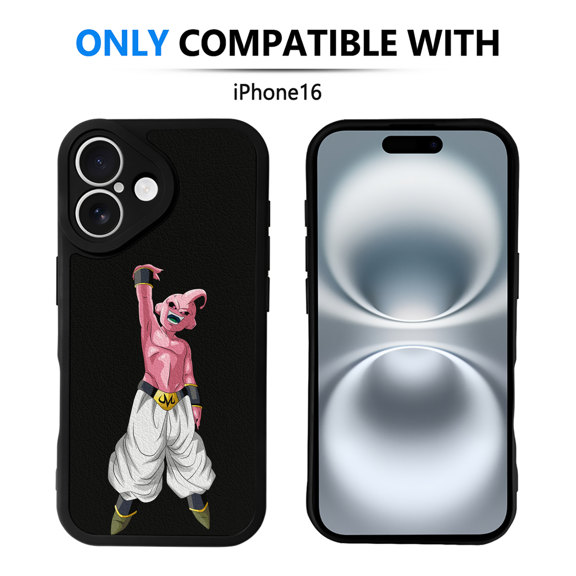 （画像用） ドラゴンボール 魔人ブウ DRAGON BALL Majin Buu 【iPhone 16シリーズ対応】シリコンスマホケース（レザー調） 材質：シリコン